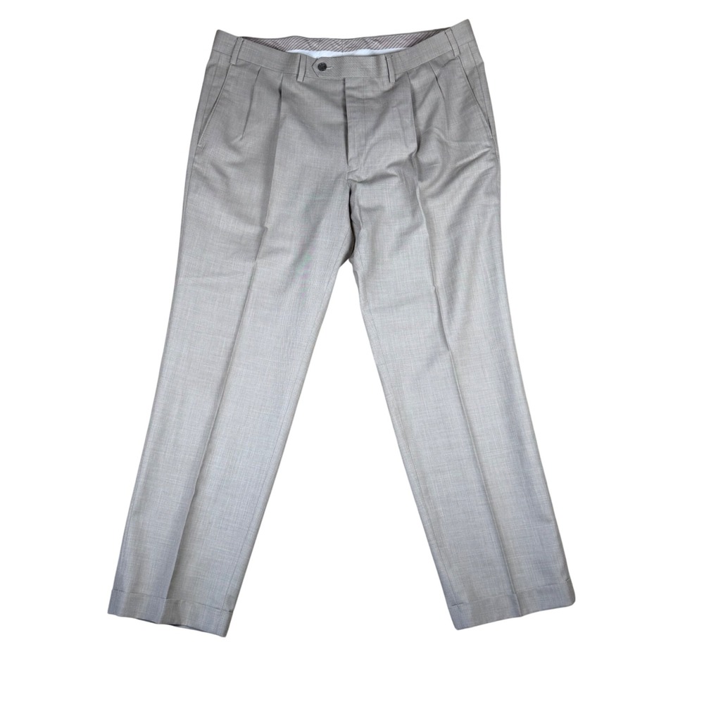 Lauren Ralph Lauren Mens Pleated Dress Pants Tan Beige 38x30 Cuffed